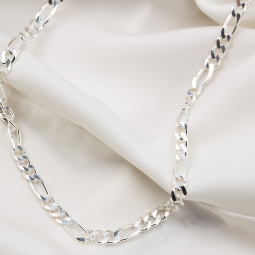 Glorria 925k Sterling Silver 4mm Figaro Chain Necklace Glorria 925k Sterling Silver 4mm Figaro Chain Necklace