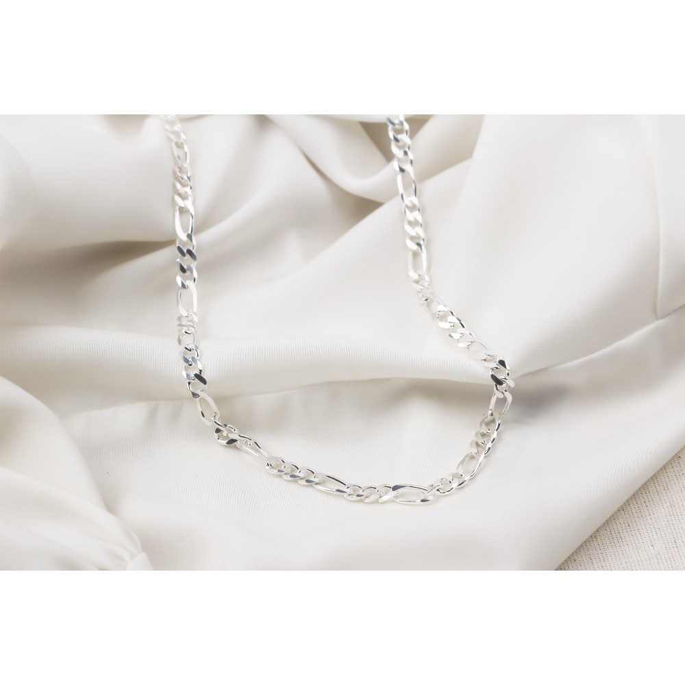 Glorria 925k Sterling Silver 4mm Figaro Chain Necklace