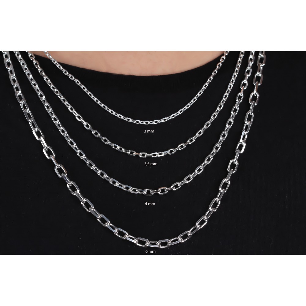 Glorria 925k Sterling Silver 4mm Anchor Chain Necklace