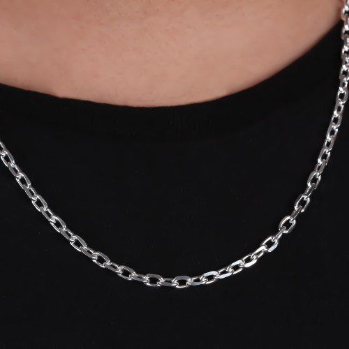 Glorria 925k Sterling Silver 4mm Anchor Chain Necklace