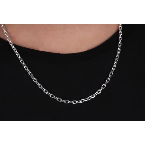Glorria 925k Sterling Silver 4mm Anchor Chain Necklace