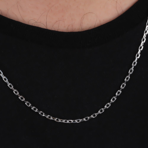 Glorria 925k Sterling Silver 3mm Anchor Chain Necklace