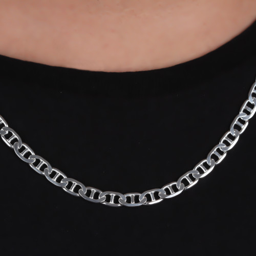 Glorria 925k Sterling Silver 7mm Mariner Chain Necklace