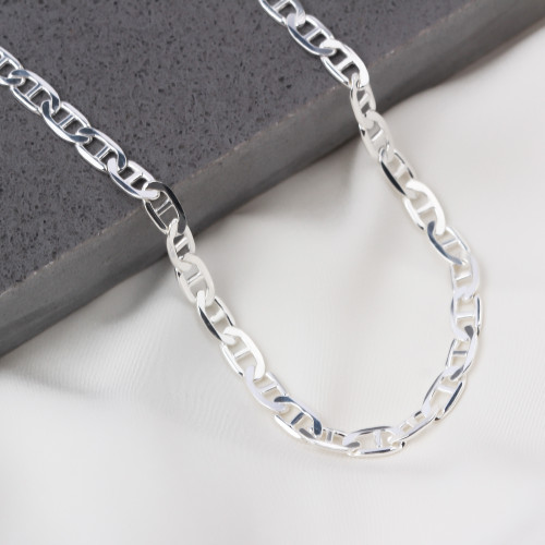 Glorria 925k Sterling Silver 6mm Mariner Chain Necklace Glorria 925k Sterling Silver 6mm Mariner Chain Necklace