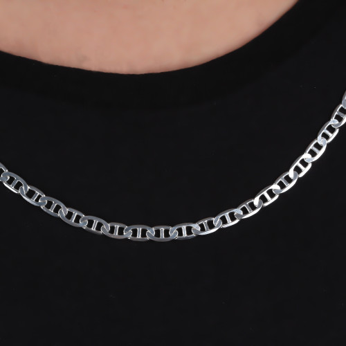 Glorria 925k Sterling Silver 6mm Mariner Chain Necklace