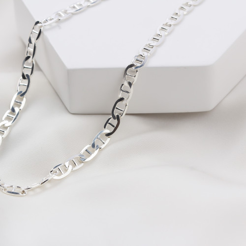 Glorria 925k Sterling Silver 5mm Mariner Chain Necklace Glorria 925k Sterling Silver 5mm Mariner Chain Necklace