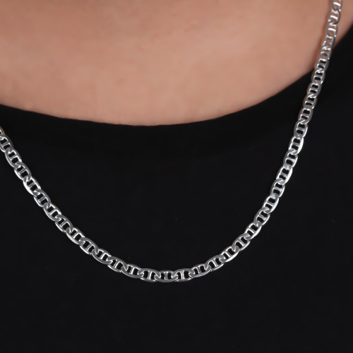 Glorria 925k Sterling Silver 5mm Mariner Chain Necklace