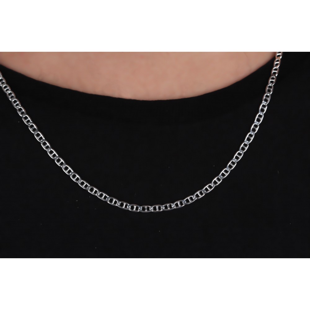 Glorria 925k Sterling Silver 4mm Mariner Chain Necklace