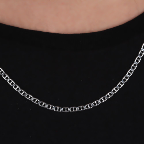 Glorria 925k Sterling Silver 4mm Mariner Chain Necklace