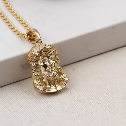 Glorria 925k Sterling Silver Gourmet Chain Jesus Christ Necklace