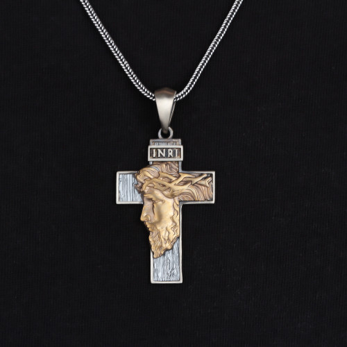 Glorria 925k Sterling Silver Gourmet Chain Jesus Christ Cross Necklace