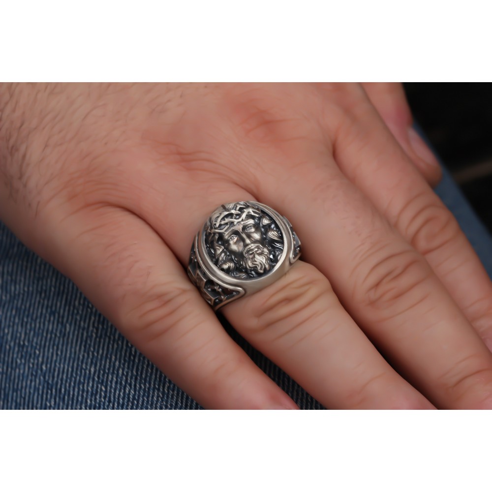 Glorria 925k Sterling Silver Jesus Christ Ring