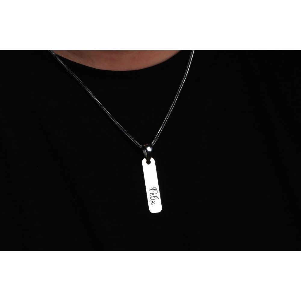 Glorria 925k Sterling Silver Men Personalized Name Bar Sterling Silver Necklace