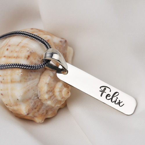 Glorria 925k Sterling Silver Men Personalized Name Bar Sterling Silver Necklace