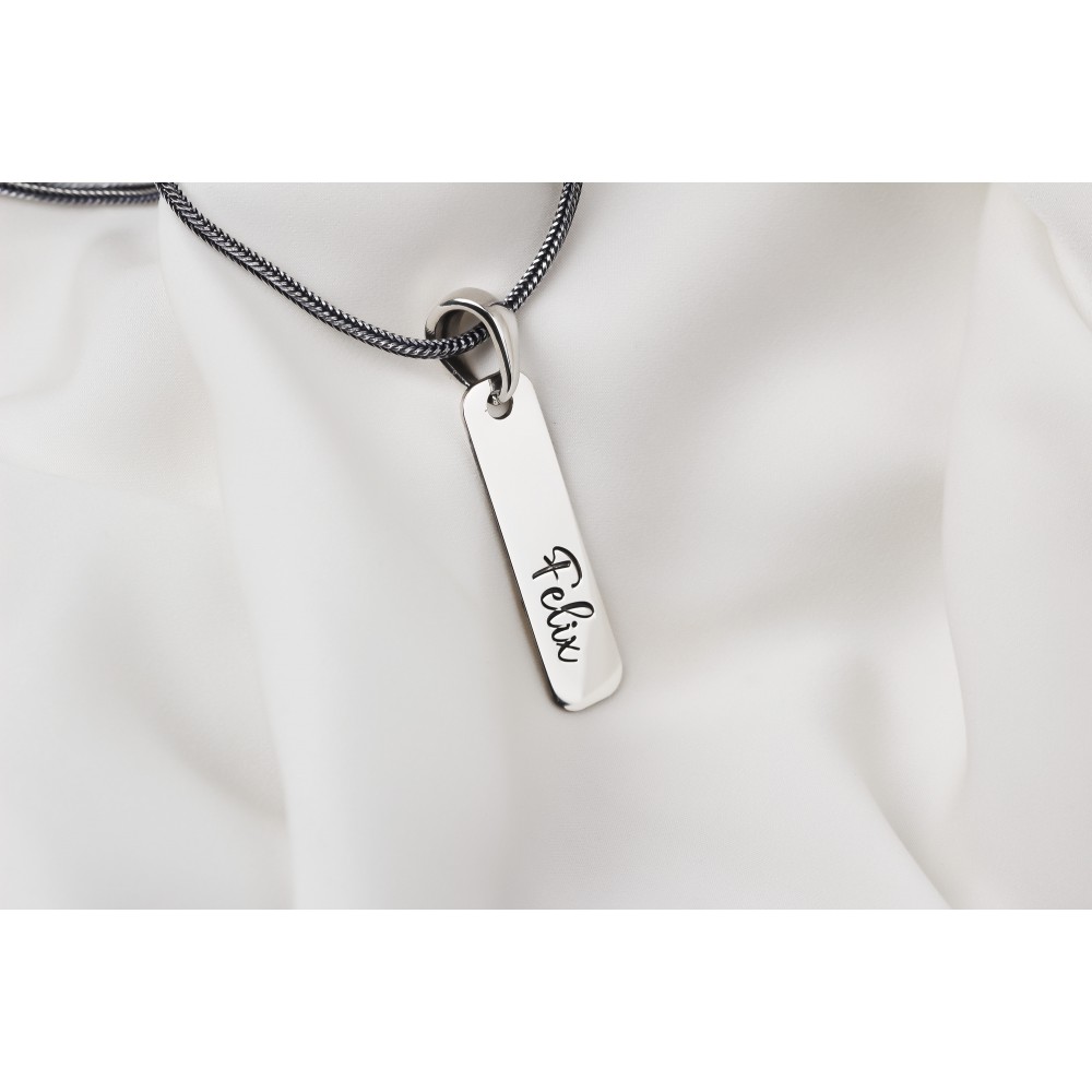 Glorria 925k Sterling Silver Men Personalized Name Bar Sterling Silver Necklace