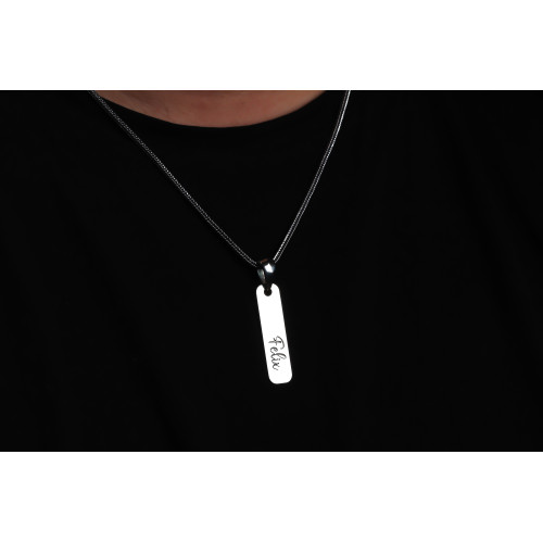 Glorria 925k Sterling Silver Men Personalized Name Bar Sterling Silver Necklace