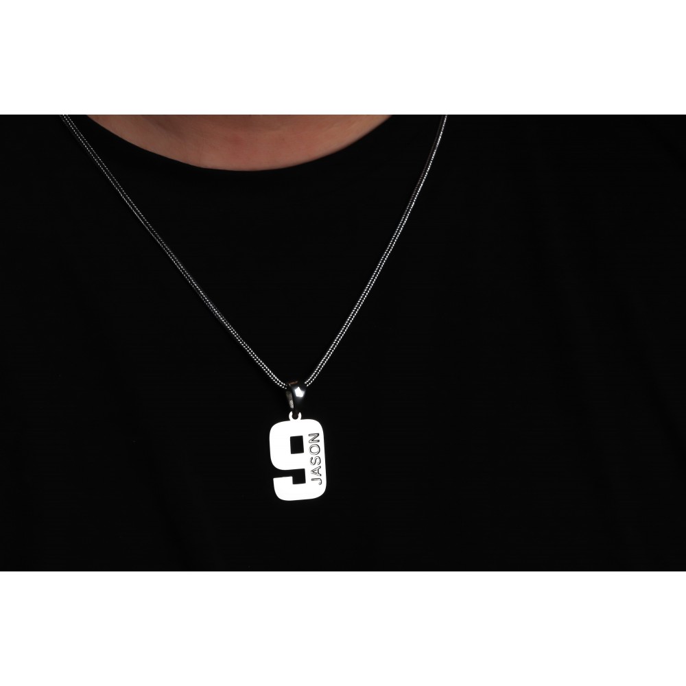 Glorria 925k Sterling Silver Men Personalized Name Numeral Silver Necklace