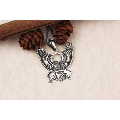 Glorria 925k Sterling Silver Men Personalized Name Eagle Sterling Silver Necklace Glorria 925k Sterling Silver Men Personalized Name Eagle Sterling Silver Necklace