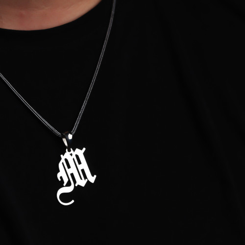 Glorria 925k Sterling Silver Men Personalized Gothic Letter Sterling Silver Necklace