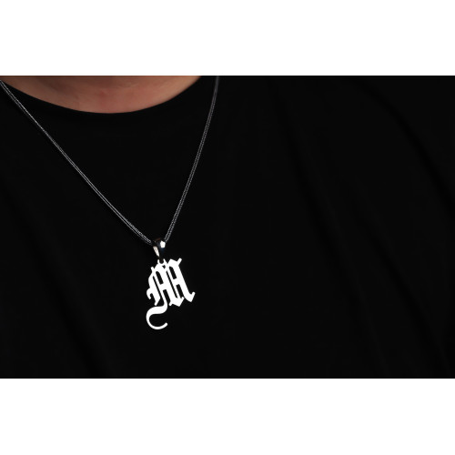Glorria 925k Sterling Silver Men Personalized Gothic Letter Sterling Silver Necklace