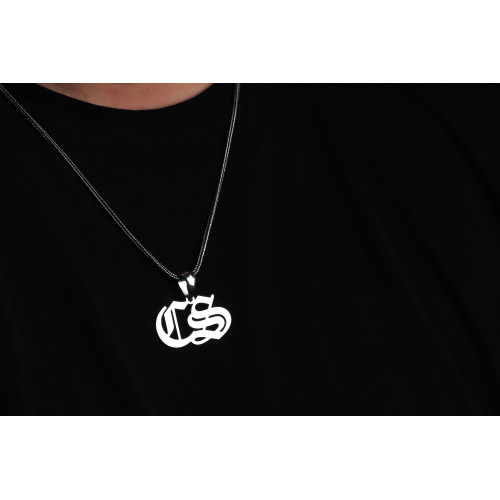 Glorria 925k Sterling Silver Men Personalized Gothic Double Letter Sterling Silver Necklace