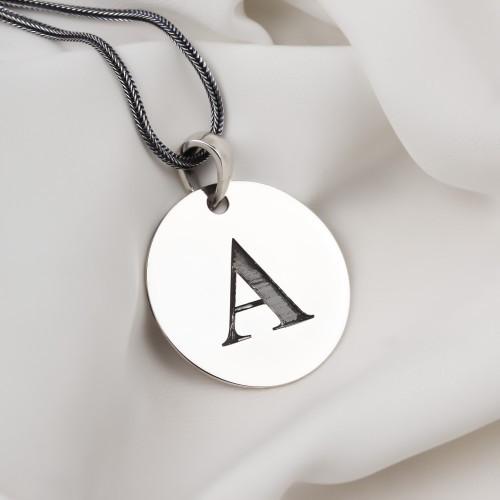 Glorria 925k Sterling Silver Men Personalized Plate Letter Sterling Silver Necklace