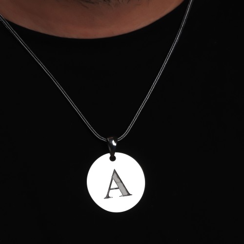 Glorria 925k Sterling Silver Men Personalized Plate Letter Sterling Silver Necklace