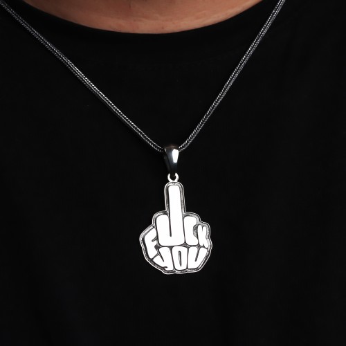 Glorria 925k Sterling Silver Men Fuck Silver Necklace