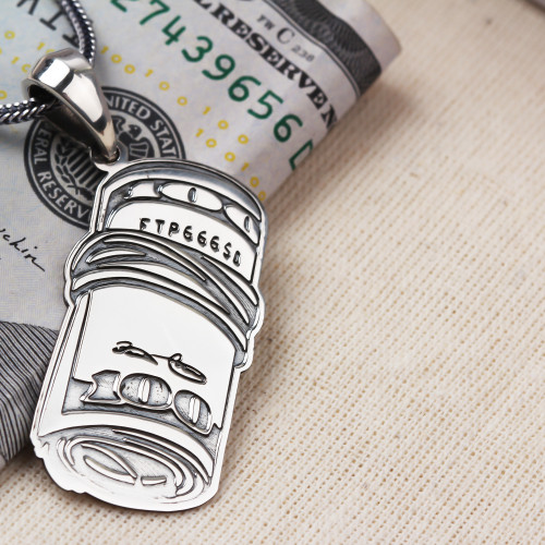 Glorria 925k Sterling Silver Men 100 Dollar Silver Necklace