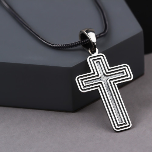 Glorria 925k Sterling Silver Men Cross Silver Necklace