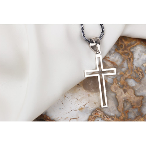 Glorria 925k Sterling Silver Men Cross Silver Necklace Glorria 925k Sterling Silver Men Cross Silver Necklace