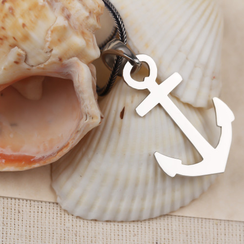 Glorria 925k Sterling Silver Men Anchor Silver Necklace