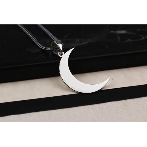 Glorria 925k Sterling Silver Men Crescent Silver Necklace