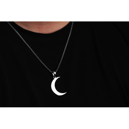 Glorria 925k Sterling Silver Men Crescent Silver Necklace