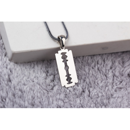Glorria 925k Sterling Silver Men Razor Silver Necklace Glorria 925k Sterling Silver Men Razor Silver Necklace