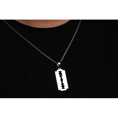 Glorria 925k Sterling Silver Men Razor Silver Necklace