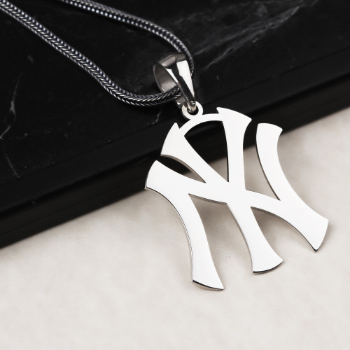 Glorria 925k Sterling Silver Men NY Silver Necklace