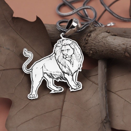 Glorria 925k Sterling Silver Men Lion Sterling Silver Necklace