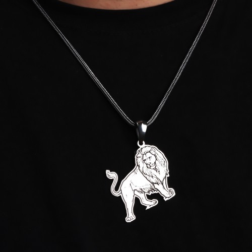 Glorria 925k Sterling Silver Men Lion Sterling Silver Necklace