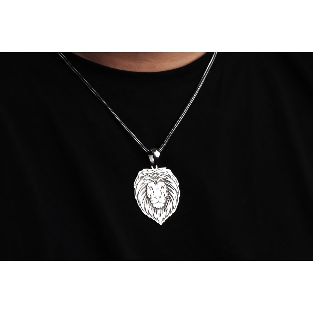 Glorria 925k Sterling Silver Men Lion Sterling Silver Necklace