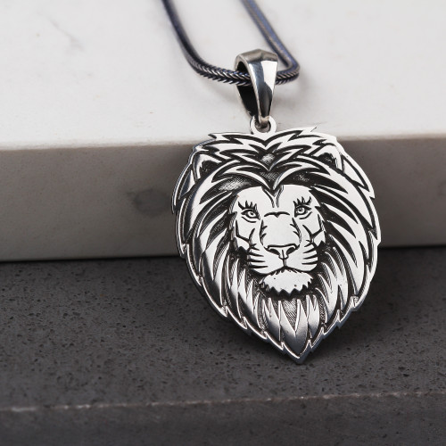 Glorria 925k Sterling Silver Men Lion Sterling Silver Necklace