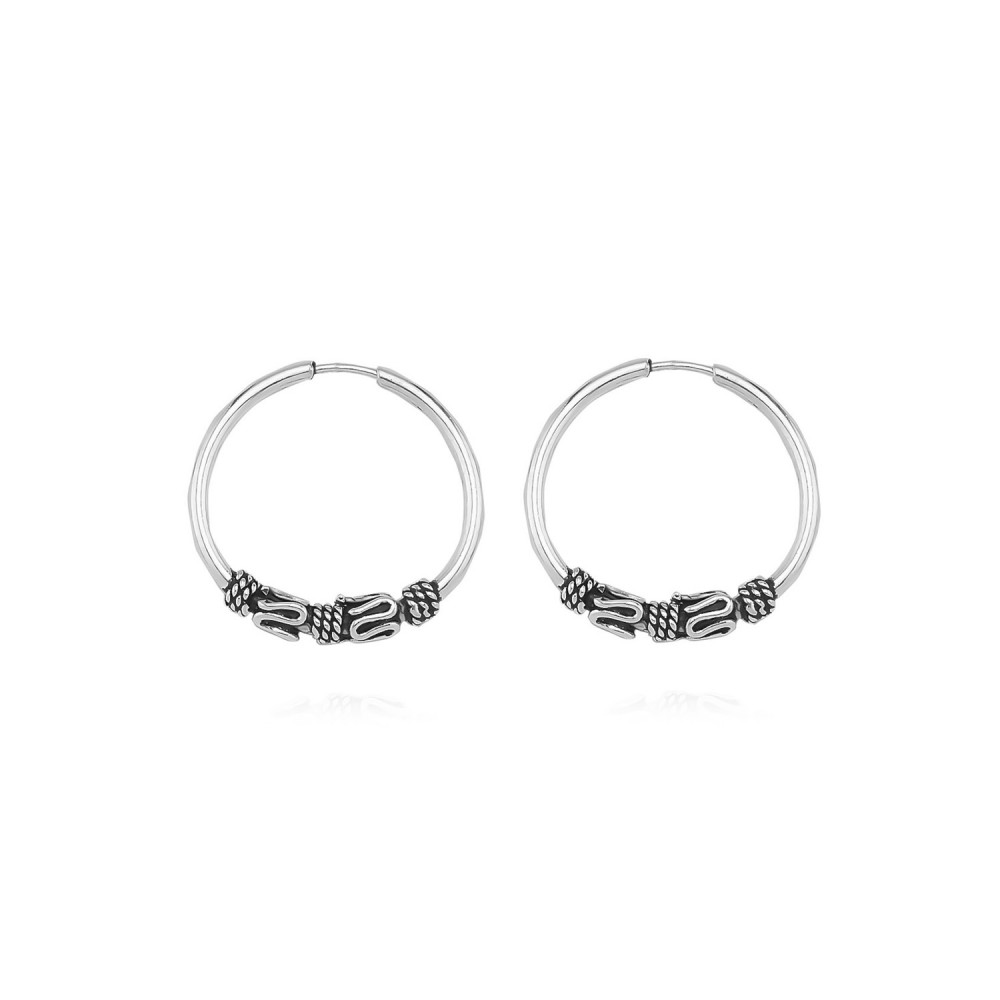 Glorria 925k Sterling Silver 1,5 cm Patterned Circle Earring