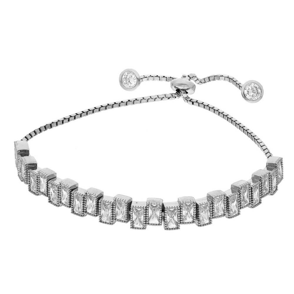 Glorria 925k Sterling Silver Baget Pave Waterway Bracelet Glorria 925k Sterling Silver Baget Pave Waterway Bracelet