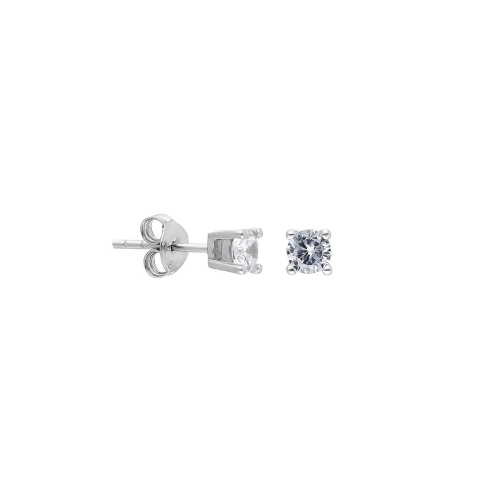 Glorria 925k Sterling Silver 4 mm Solitaire Earring