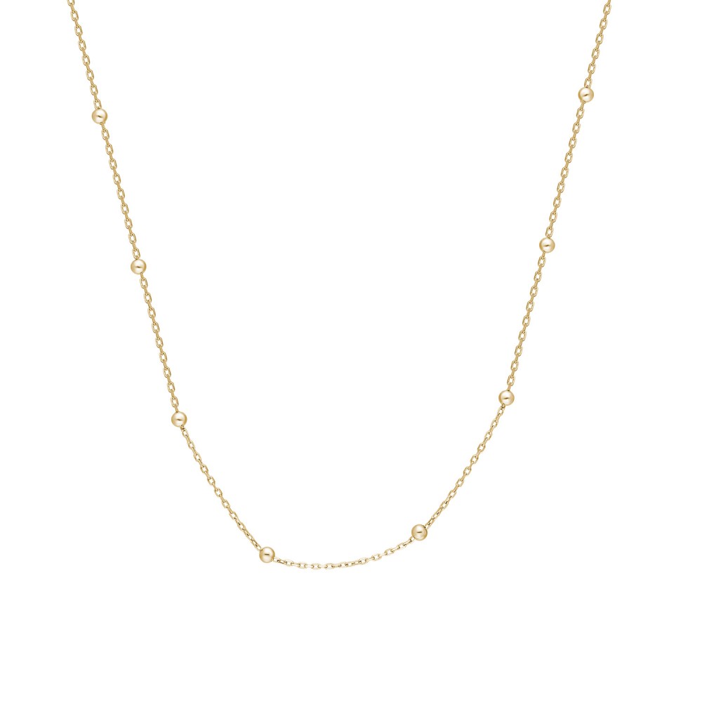 Glorria 14k Solid Gold 42cm Ball Force Chain Necklace