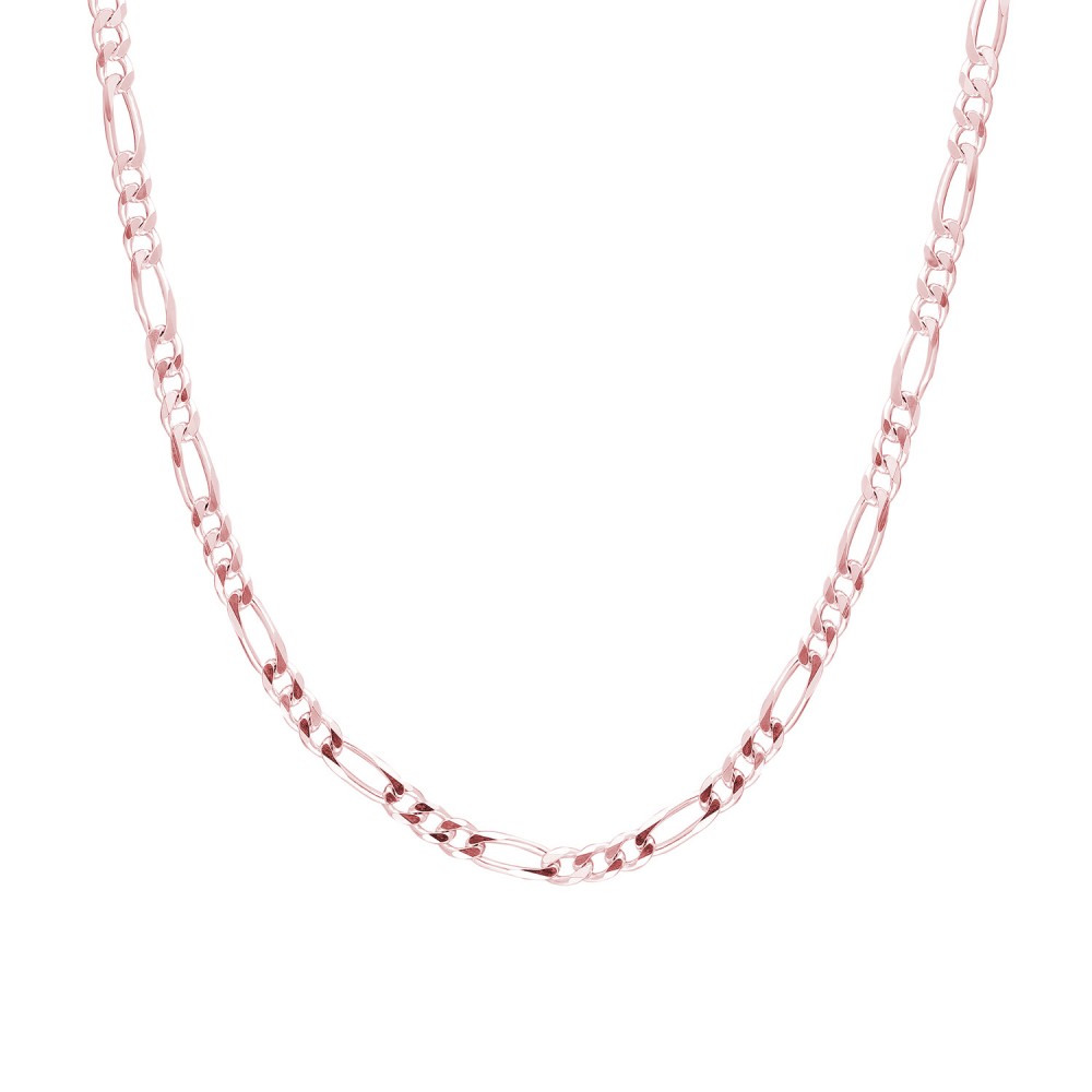 Glorria 925k Sterling Silver Rose Figaro Chain