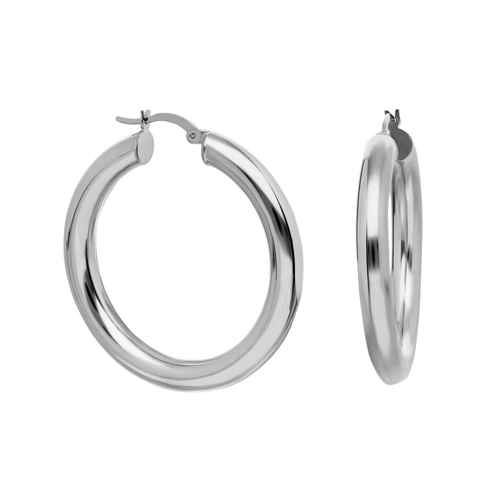 Glorria 925k Sterling Silver 3 cm Thick Circle Earring