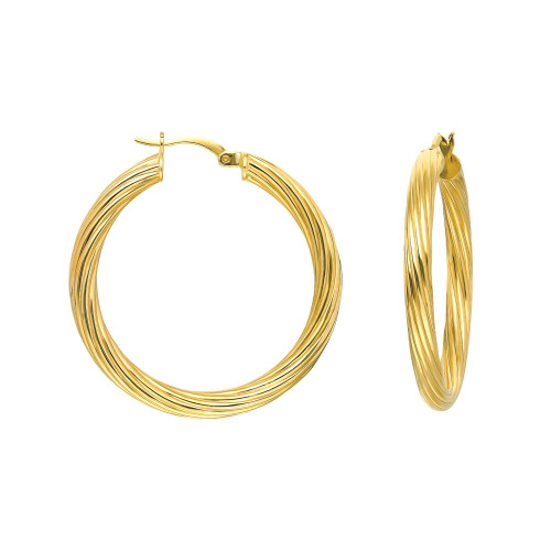 Glorria 925k Sterling Silver 3 cm Twisted Circle Earring Glorria 925k Sterling Silver 3 cm Twisted Circle Earring