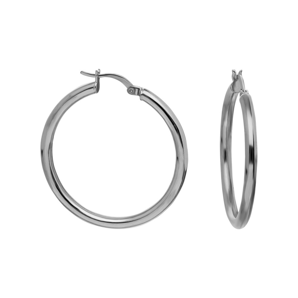 Glorria 925k Sterling Silver 3 cm Slim Circle Earring Glorria 925k Sterling Silver 3 cm Slim Circle Earring