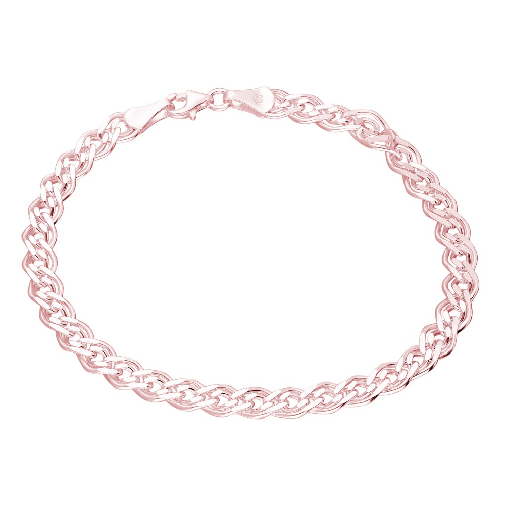 Glorria 925k Sterling Silver Rose Bar Chain Bracelet